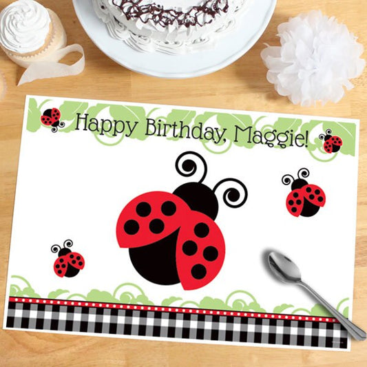 Lil Ladybug Placemats Personalized,  12.5 x 18.5 inch,  set of 8