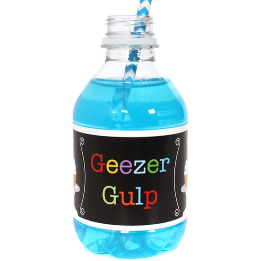 Grumpy Birthday Geezer Bottle Labels Fits Water or Beverage,  2 x 9 inch,  set of 32
