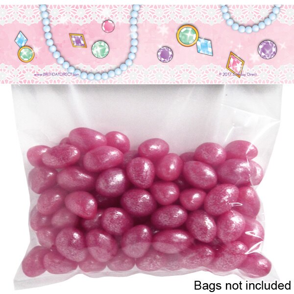 Pink Princess Favor Bag Topper Tent Card,  2 x 7 inch,  set of 12