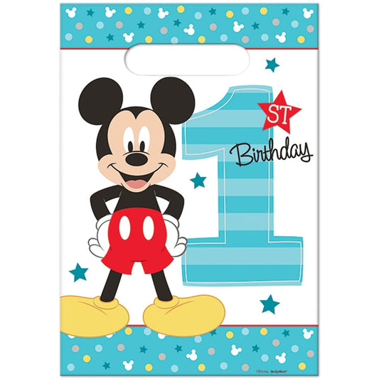 Disney Mickey's 1st Birthday Loot Bags,  6.5 x 10 inch,  8 count