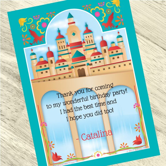 Boho Castle Thank You Notes Personalized with Envelopes,  5 x 7 inch,  set of 12