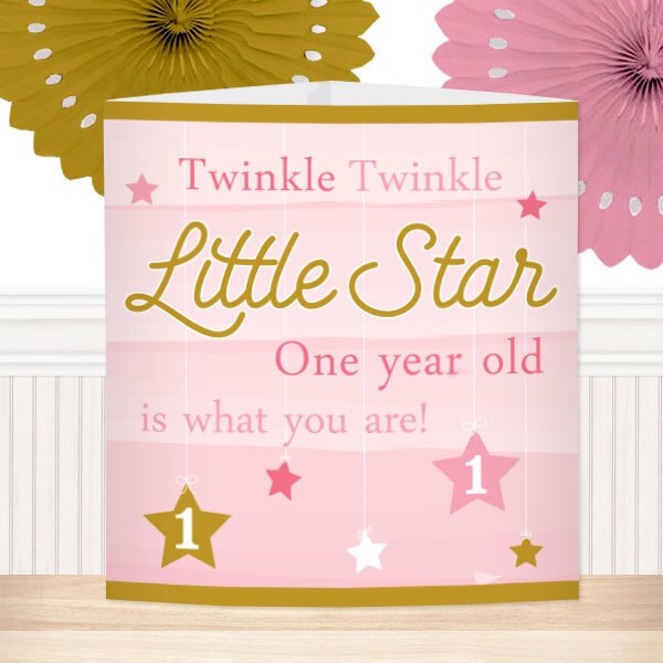 Twinkle Little Star Pink 1st Birthday Centerpiece,  6 inch,  set of 8