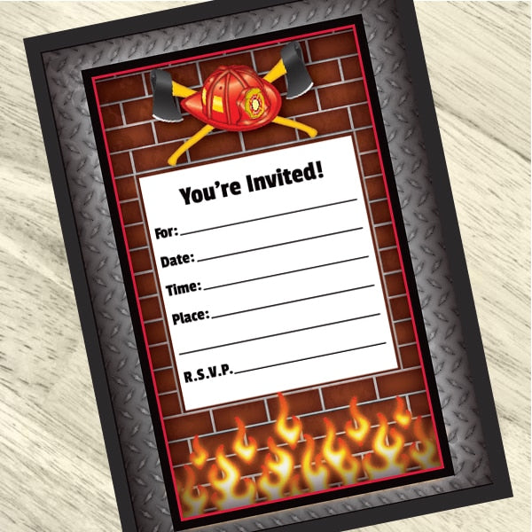 Firefighter Invitations Fill-in with Envelopes,  4 x 6 inch,  set of 16