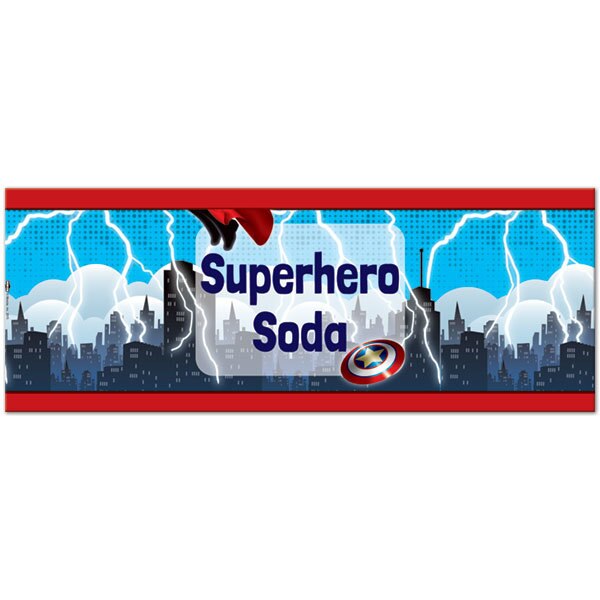 Avenging Heroes Bottle Labels 2-liter Soda,  5 x 15 inch,  set of 8