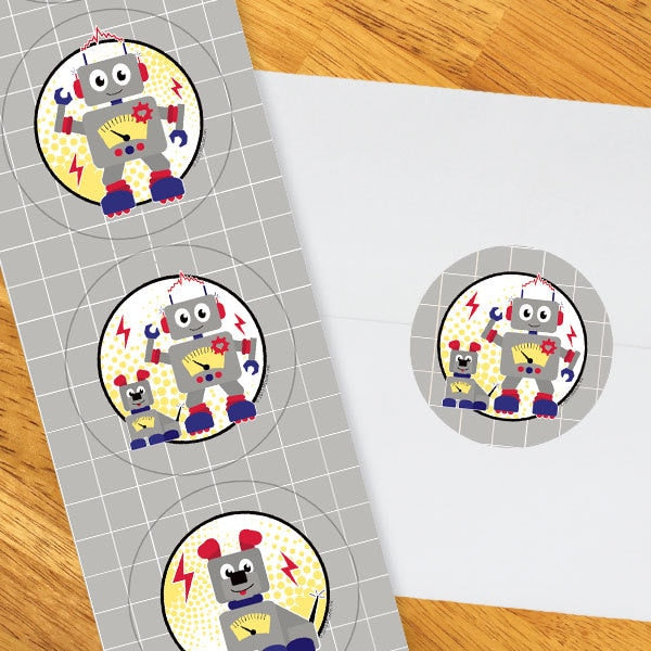 Lil Robot Circle Stickers,  2 inch,  set of 60