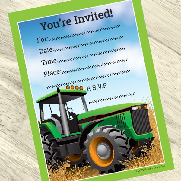 Farm Tractor Invitations Fill-in with Envelopes,  4 x 6 inch,  set of 16
