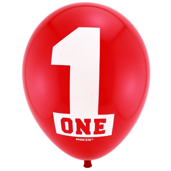 Red Number 1 Printed Latex Balloons,  12 inch,  8 count