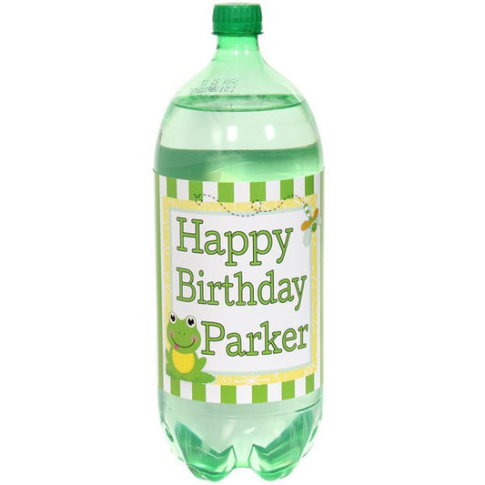 Frog Bottle Labels Personalized 2-liter Soda,  5 x 15 inch,  set of 8