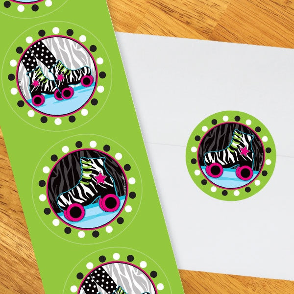 Retro Roller Skate Circle Stickers,  2 inch,  set of 60