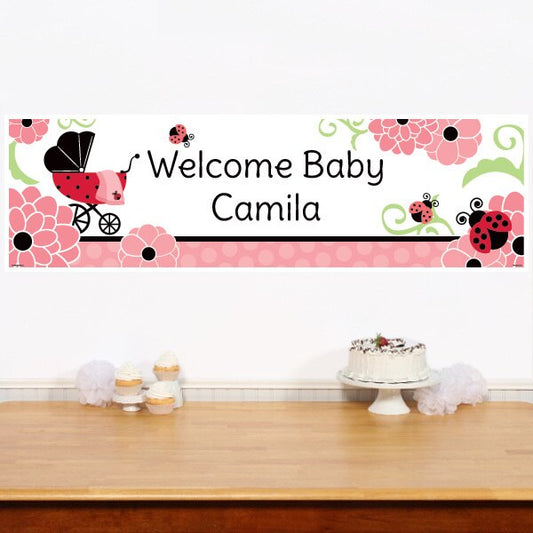 Lil Ladybug Baby Shower Banners Personalized,  12 x 40 inch,  set of 2