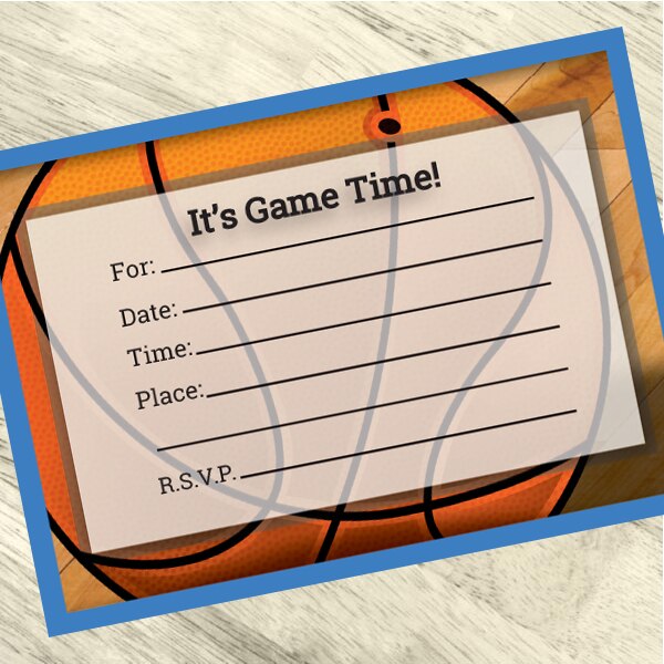 Basketball Invitations Fill-in with Envelopes,  4 x 6 inch,  set of 16