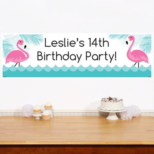 Flamingo Banners Personalized,  12 x 40 inch,  set of 2