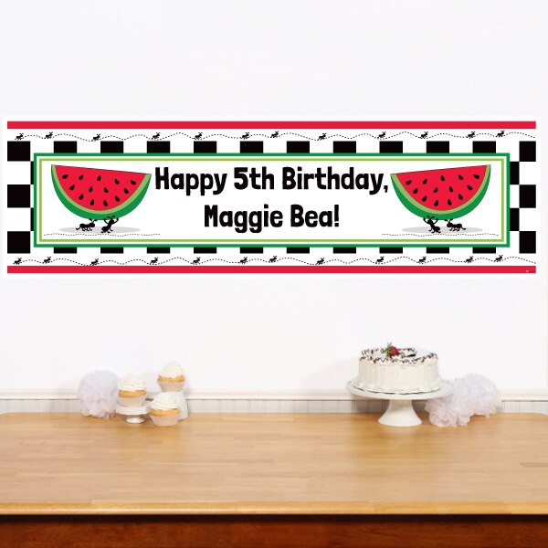 Watermelon Picnic Banners Personalized,  12 x 40 inch,  set of 2