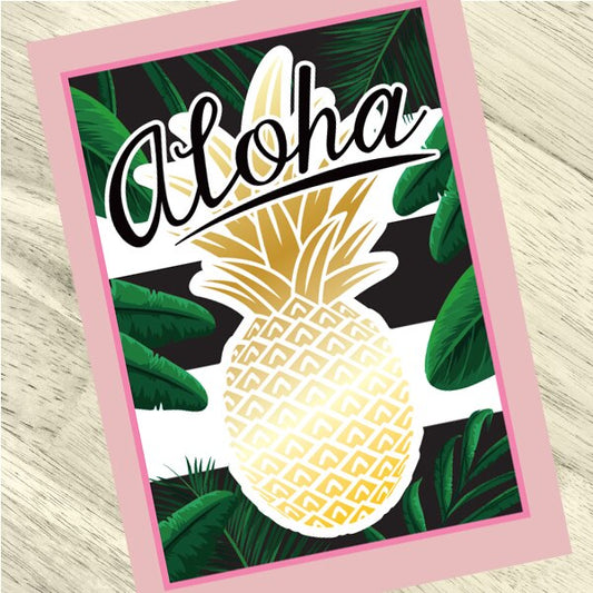Pineapple Invitations Fill-in with Envelopes,  4 x 6 inch,  set of 16