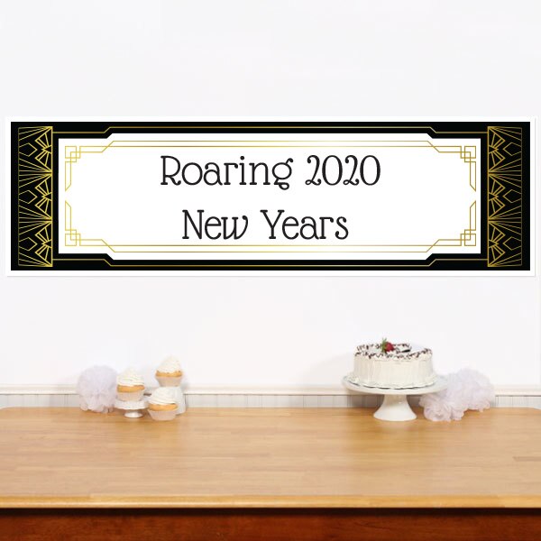 Roaring 20s Art Deco Banners Personalized,  12 x 40 inch,  set of 2