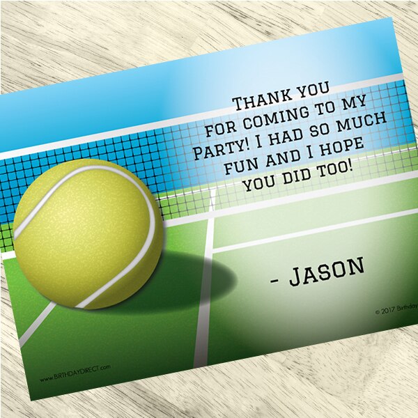 Tennis Thank You Notes Personalized with Envelopes,  5 x 7 inch,  set of 12