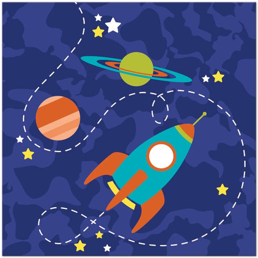 Space Rocket Lunch Napkins,  7 inch,  16 count