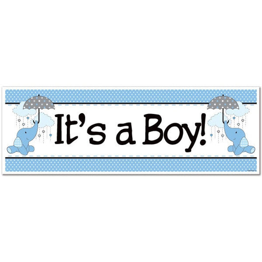 Elephant Baby Shower Blue Tiny Banners,  6 x 18.5 inch,  set of 8