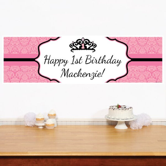 Royal Princess 1st Birthday Banners Personalized,  12 x 40 inch,  set of 2