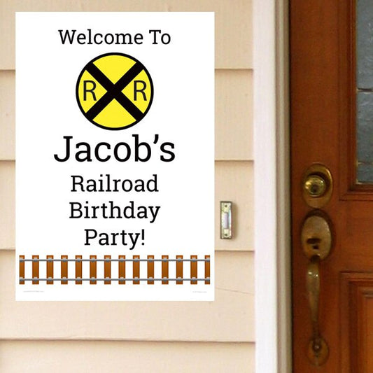 Railroad Crossing Door Greeter Personalized,  12.5 x 18.5 inch,  set of 3