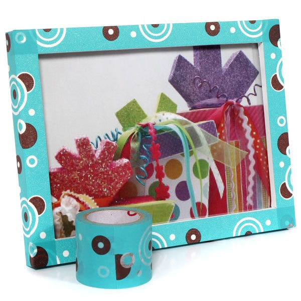 Teal with Brown Graphic Circles Craft Tape