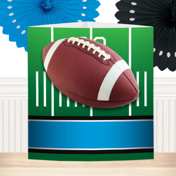 Football Black, Blue and White Centerpiece,  6 inch,  set of 8