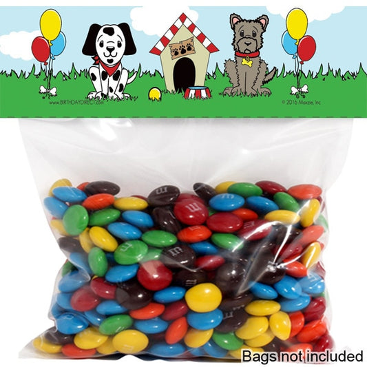 Dog Puppy Smiles Favor Bag Topper Tent Card,  2 x 7 inch,  set of 12