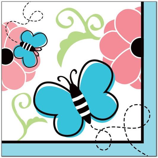 Butterfly Lunch Napkins,  7 inch,  16 count