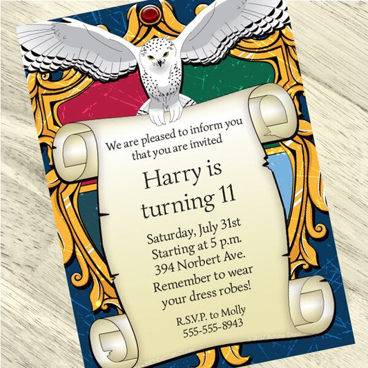 Wizard School Invitations Personalized with Envelopes,  5 x 7 inch,  set of 12