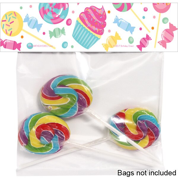 Candy Favor Bag Topper Tent Card,  2 x 7 inch,  set of 12