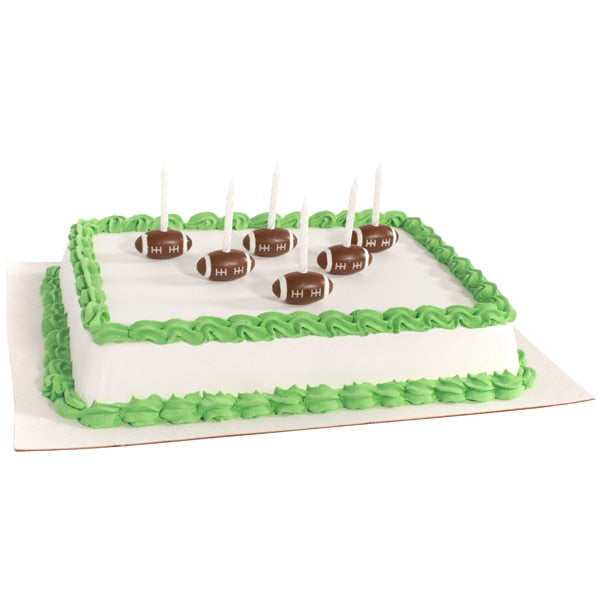 Football 1.75 inch Candle Holders and White 2.5 inch Cake Candles, 6 of each
