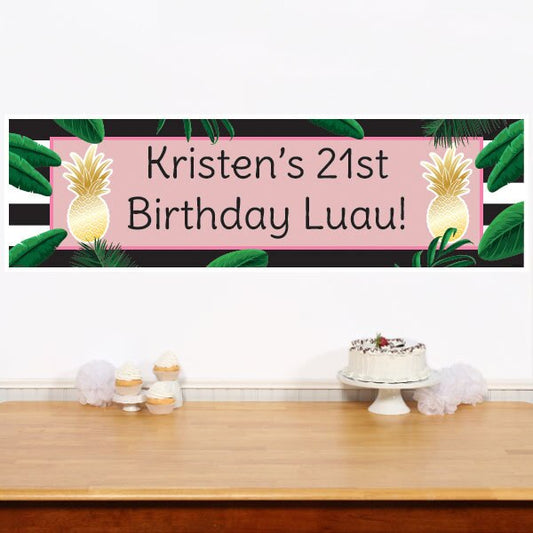 Pineapple Banners Personalized,  12 x 40 inch,  set of 2