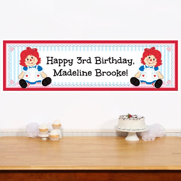 Raggedy Ann Banners Personalized,  12 x 40 inch,  set of 2