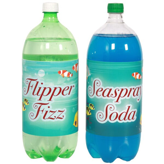 Mermaid Princess Bottle Labels 2-liter Soda,  5 x 15 inch,  set of 8