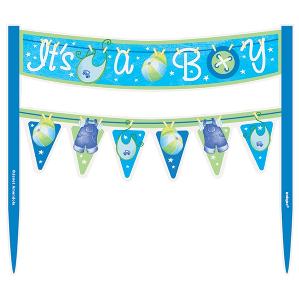 Blue Clothesline Baby Shower Cake Banner