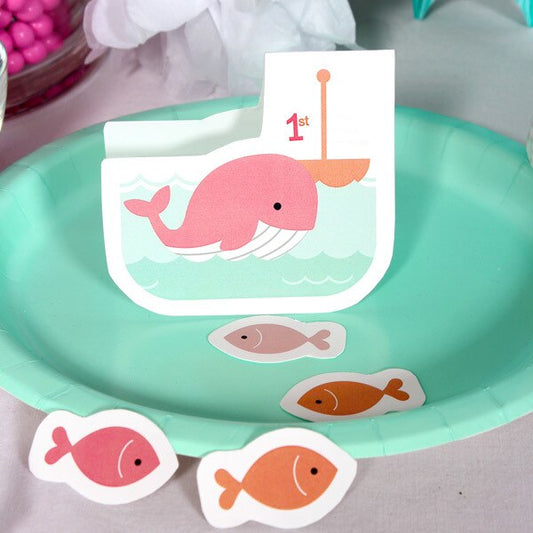 Lil Whale Pink 1st Birthday Table Decorations DIY Cutouts,  12.5 x 18.5 inch,  4 sheets