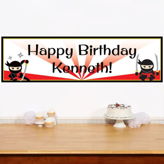 Lil Ninja Banners Personalized,  12 x 40 inch,  set of 2