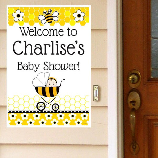 Bumble Bee Baby Shower Door Greeter Personalized,  12.5 x 18.5 inch,  set of 3