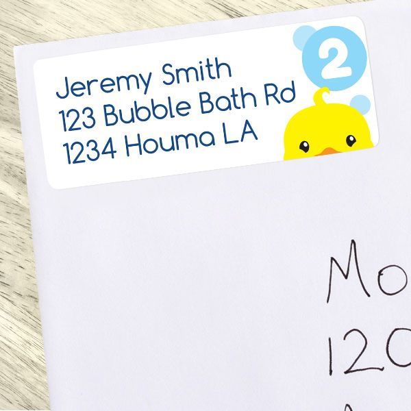 Lil Ducky 2nd Birthday Address Labels Return,  1 x 2.6 inch,  set of 60