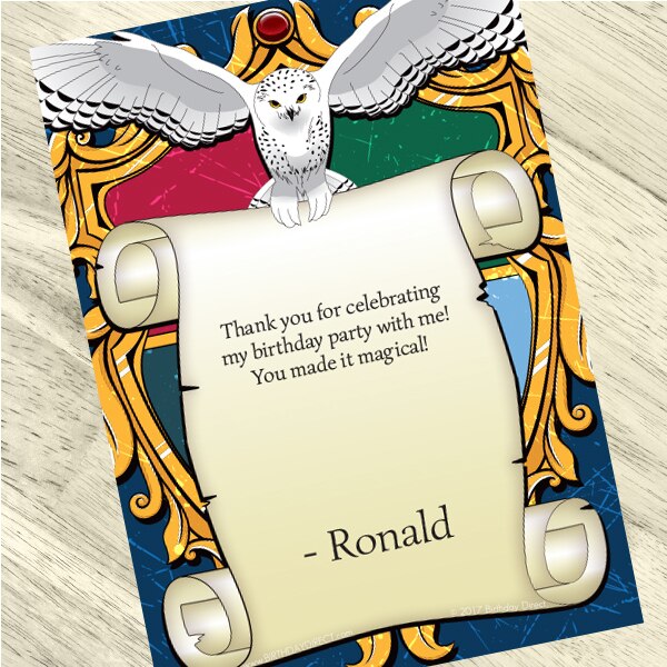 Wizard School Thank You Notes Personalized with Envelopes,  5 x 7 inch,  set of 12