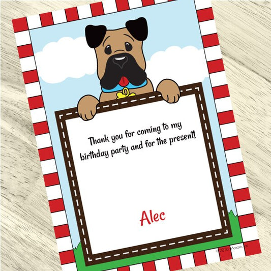Dog Puppy Smiles Thank You Notes Personalized with Envelopes,  5 x 7 inch,  set of 12
