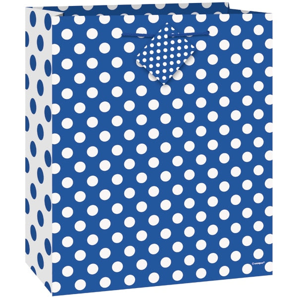 Blue Polka Dot Gift Bag, 3 Count
