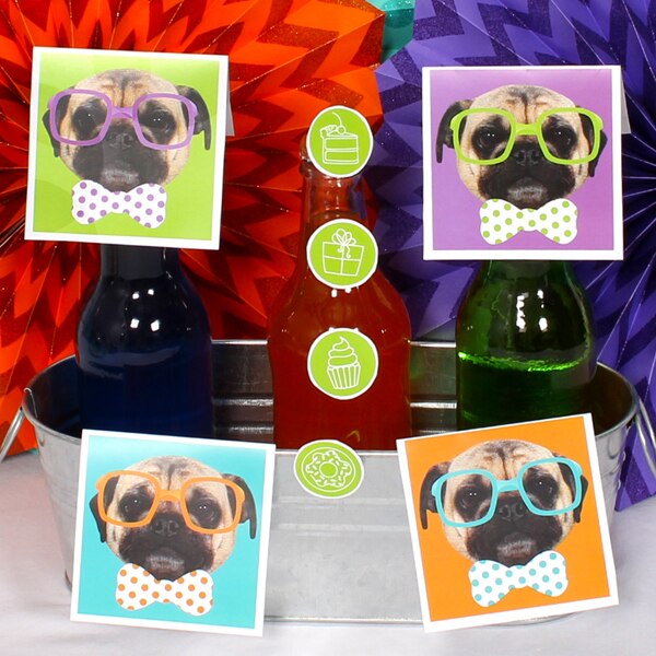 Pug Party Table Decorations DIY Cutouts,  12.5 x 18.5 inch,  4 sheets