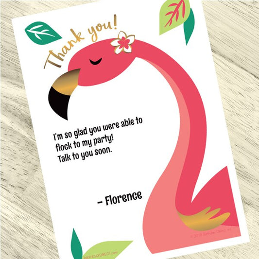 Flamingo Style Thank You Notes Personalized with Envelopes,  5 x 7 inch,  set of 12