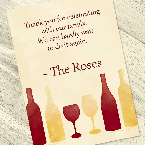 Wine Thank You Notes Personalized with Envelopes,  5 x 7 inch,  set of 12