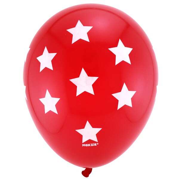 Red with White Stars Printed Latex Balloons,  12 inch,  8 count