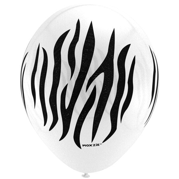 Zebra Stripes Printed Latex Balloons,  12 inch,  8 count
