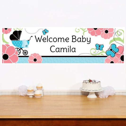 Butterfly Baby Shower Banners Personalized,  12 x 40 inch,  set of 2