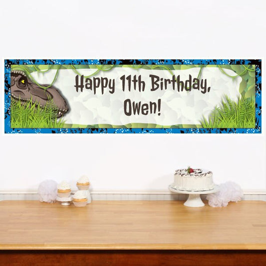 Jurassic Dinosaur Banners Personalized,  12 x 40 inch,  set of 2