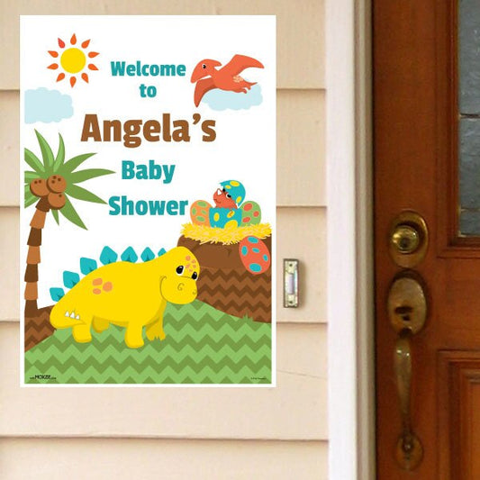 Lil Dinosaur Baby Shower Door Greeter Personalized,  12.5 x 18.5 inch,  set of 3